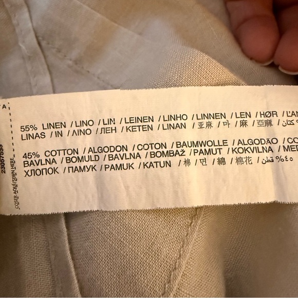 Mango | Cream Linen/Cotton Blend Half Button Down Shirt | Sz XXS - Picture 7 of 10